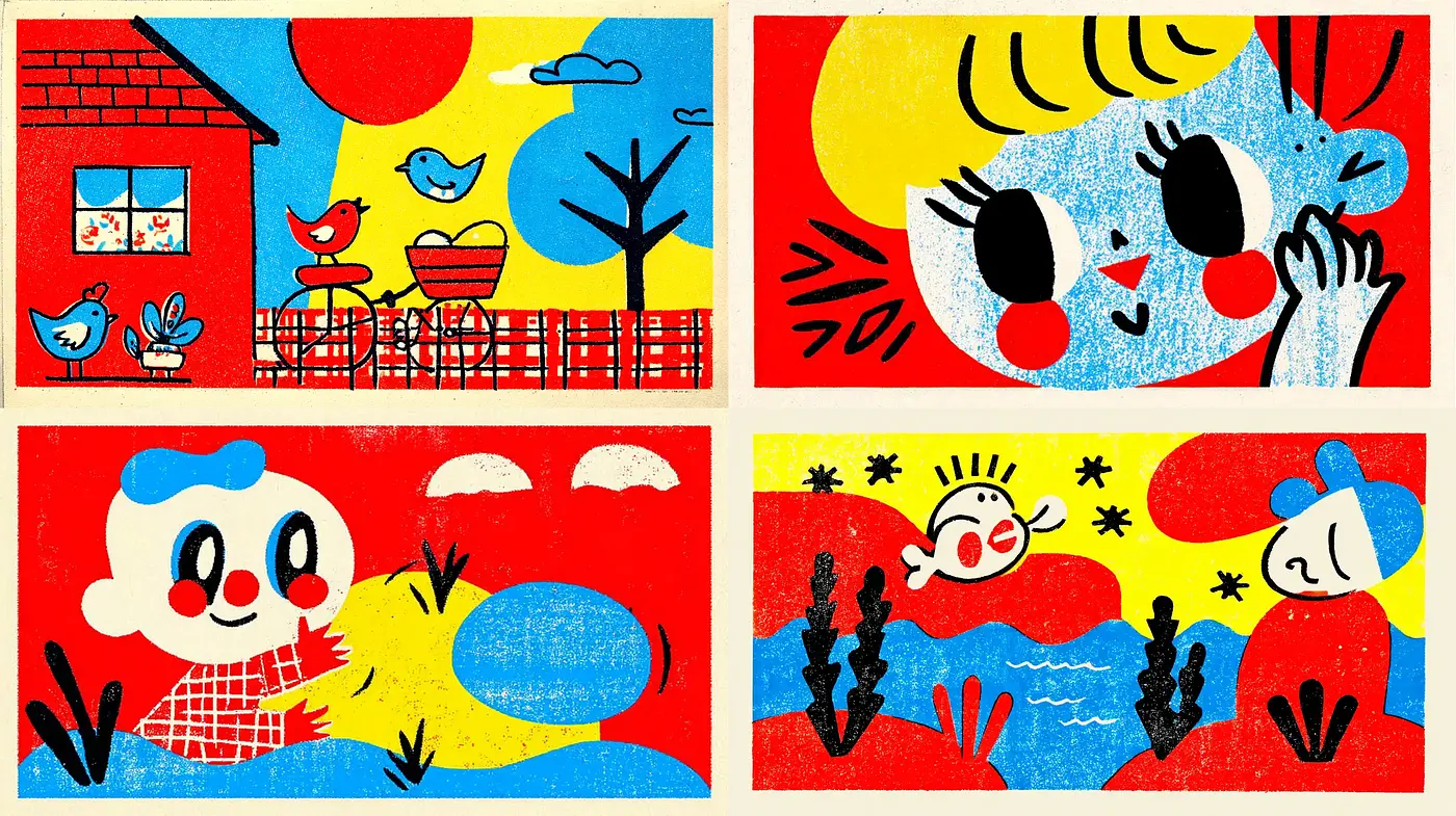 Vibrant and Playful Retro Art Style with a Whimsical Touch - Midjourney sref style