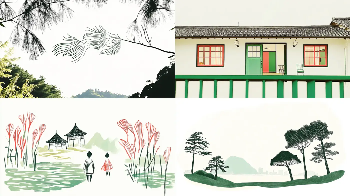 Tranquil East Asian Ink Wash Harmony - Midjourney sref style