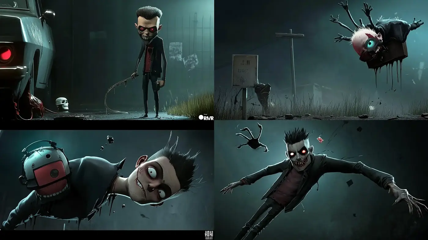 Gothic Cartoon Macabre: A Dark Blend of Animated Horror and Whimsy - Midjourney sref style