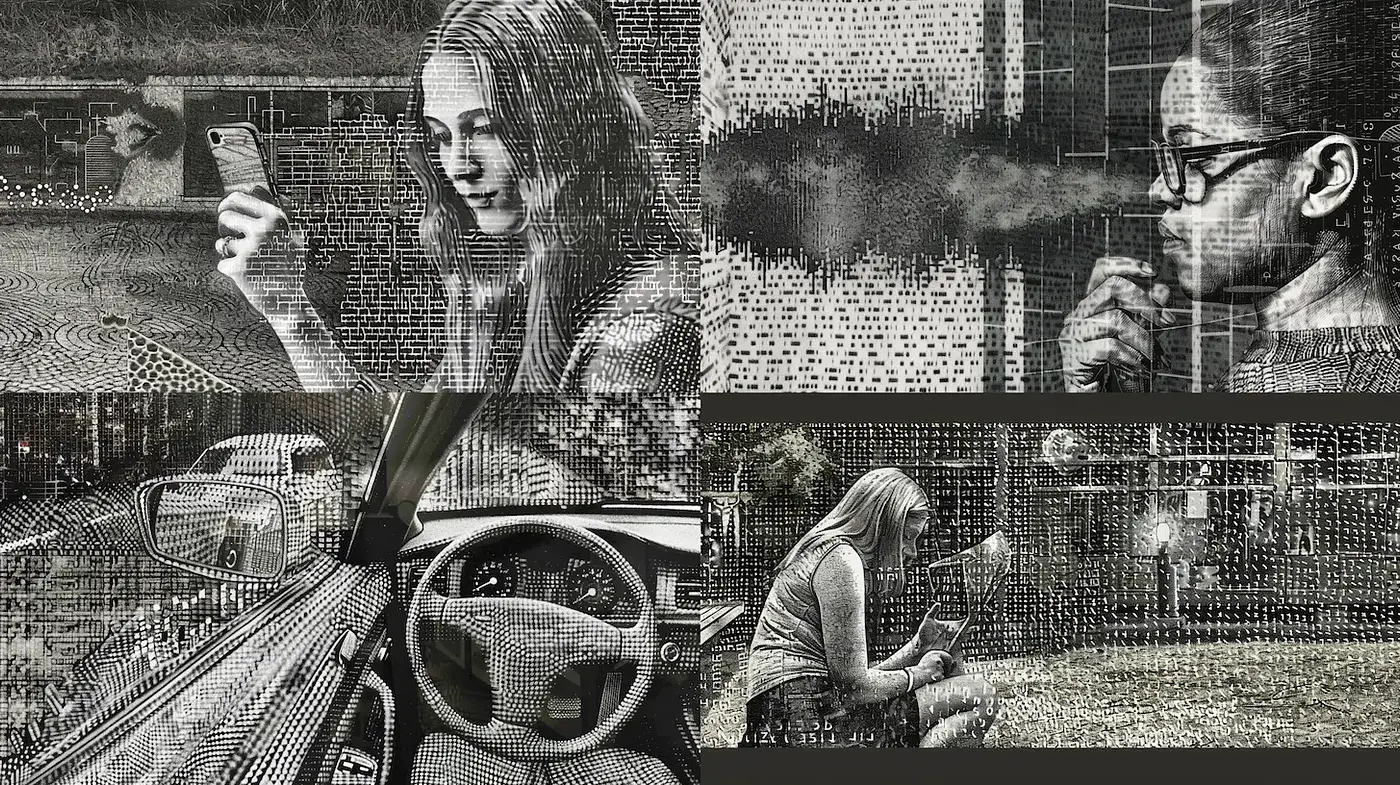 Intricate monochromatic textures with urban realism - Midjourney sref style