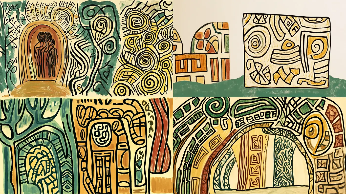 Abstract Tribal Rhythms in Earthy Tones - Midjourney sref style