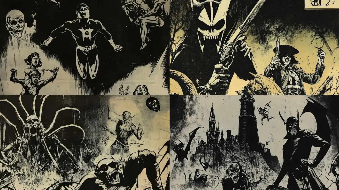 Eerie Gothic Graphic Novel Illustration Style - Midjourney sref style