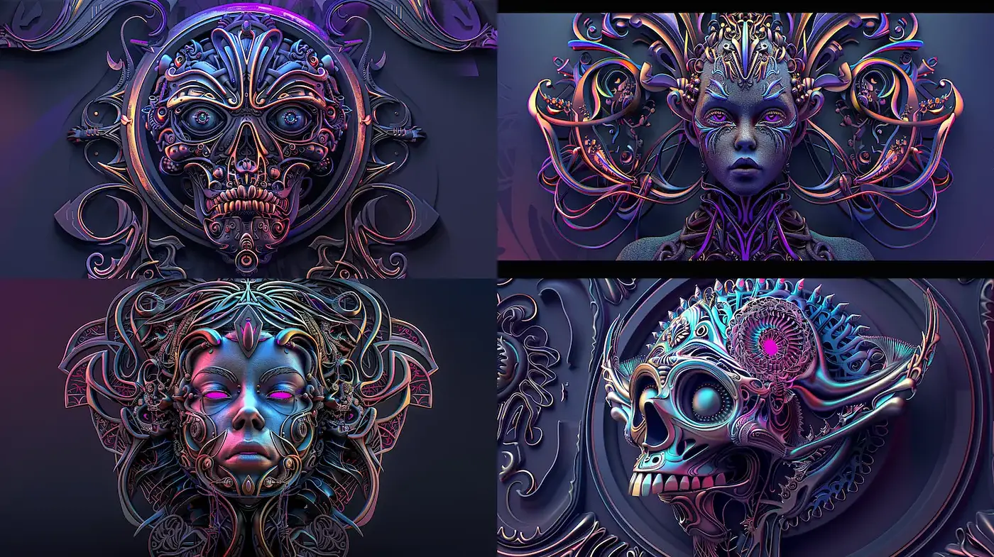 Intricate and Ethereal Sculptural Aesthetic with a Dark Fantasy Influence - Midjourney sref style