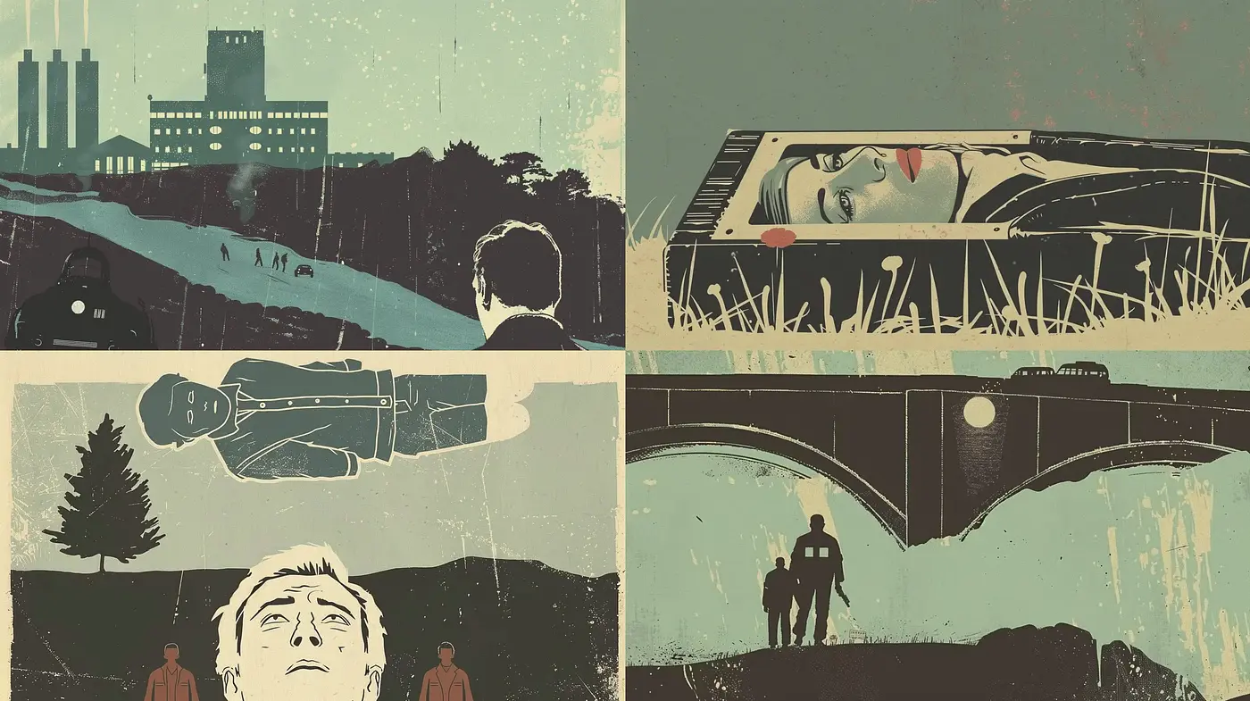 Melancholic Retrofuturism with Textured Silhouettes - Midjourney sref style