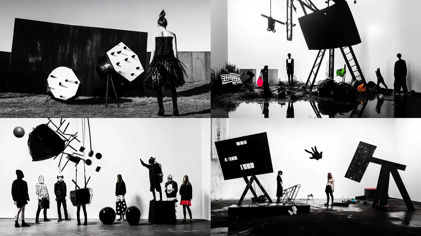 Monochromatic Surrealism with a Cinematic Twist - Midjourney sref style
