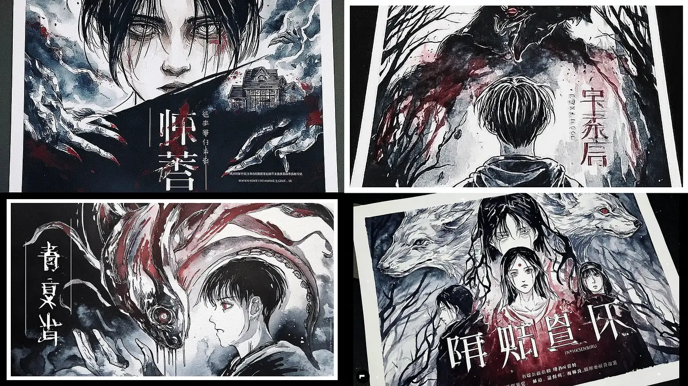 Dark, atmospheric illustrations with a haunting narrative style - Midjourney sref style