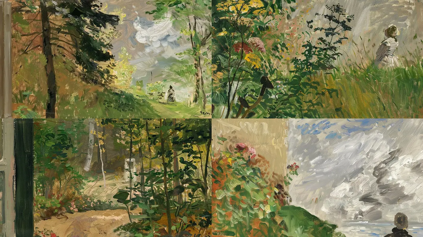 Consistent Hues of Nature: A Study in Textured Impressionism - Midjourney sref style