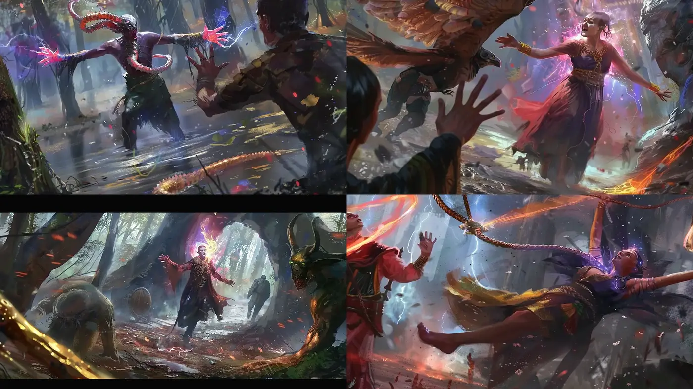 Ethereal Fantasy Art with Dynamic Movement and Vivid Atmosphere - Midjourney sref style