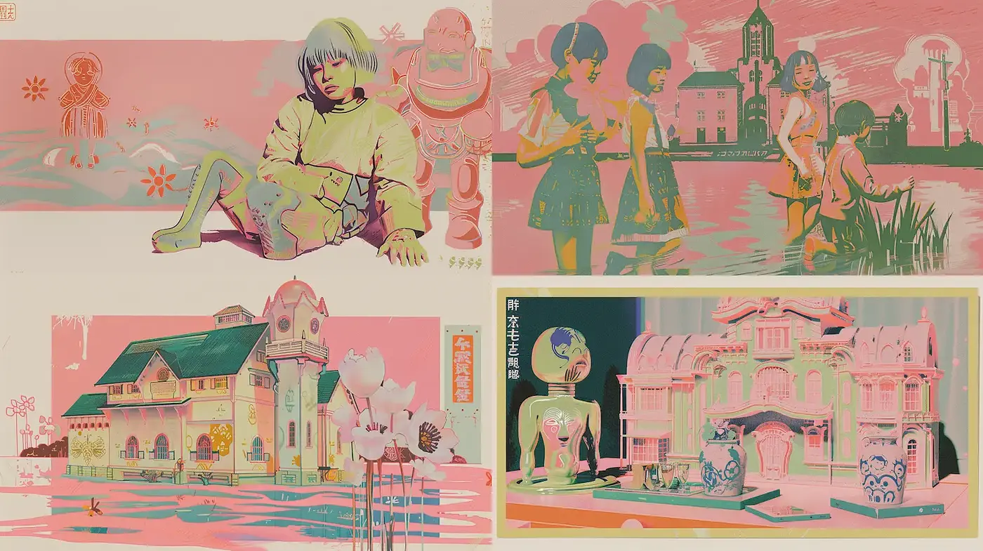 Whimsical Retro-Futurism with a Pastel Aesthetic - Midjourney sref style