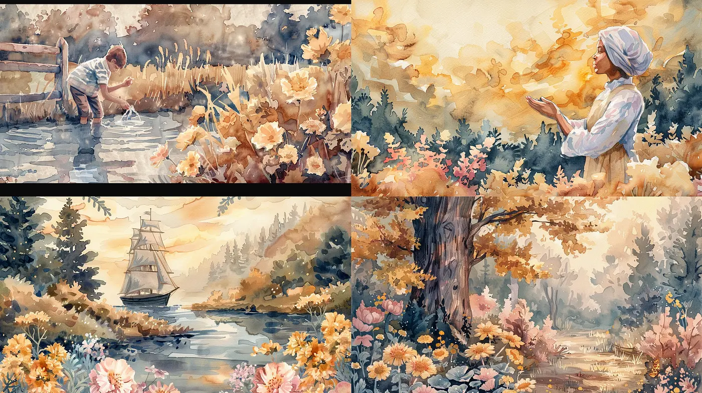 Whimsical Watercolor Reverie: A Consistent Symphony of Pastel Hues and Serene Moments - Midjourney sref style