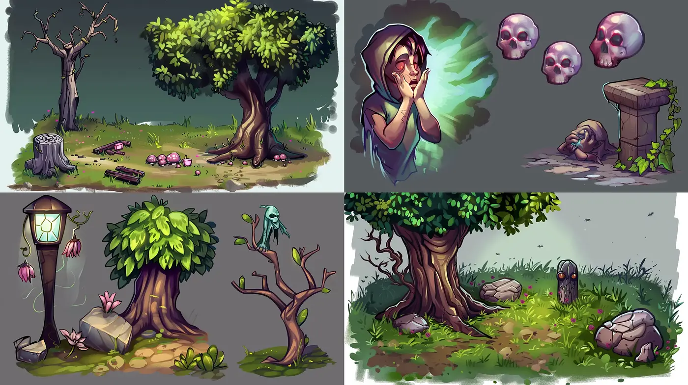 Whimsical Enchantment in a Muted Fantasy Illustration - Midjourney sref style