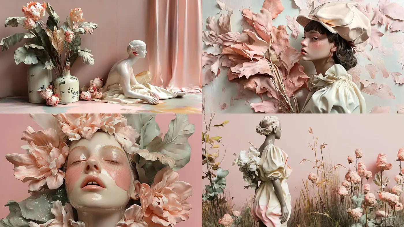 Ethereal Blossom Reverie: A Dreamlike Floral Symphony in Pastel - Midjourney sref style