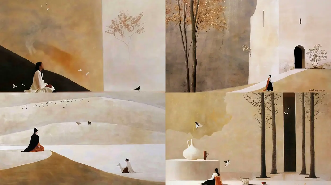 Subdued Serenity: A Harmonious Blend of Minimalism and Tranquility - Midjourney sref style