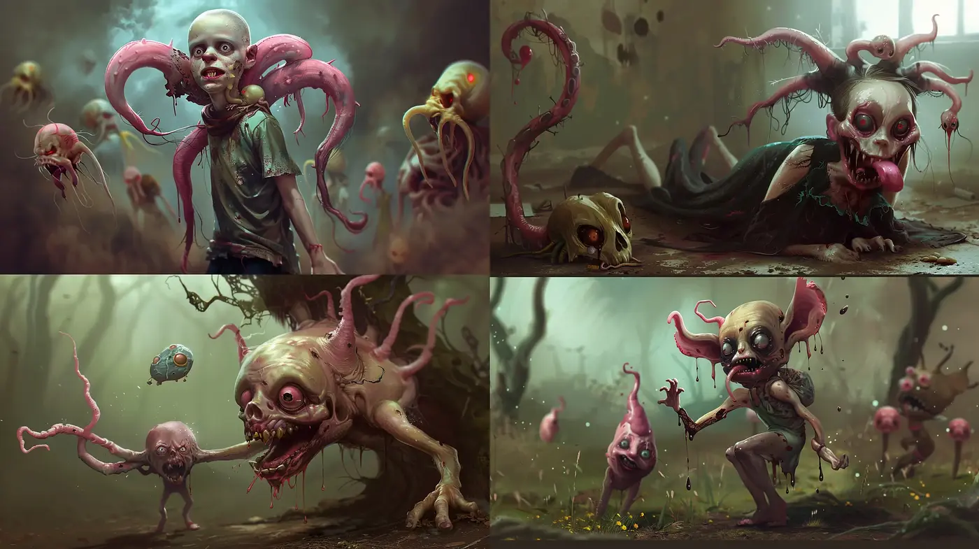 Eerie Bio-organic Surrealism: A Haunting Hybrid of Natural Forms and Fantastical Oddities - Midjourney sref style
