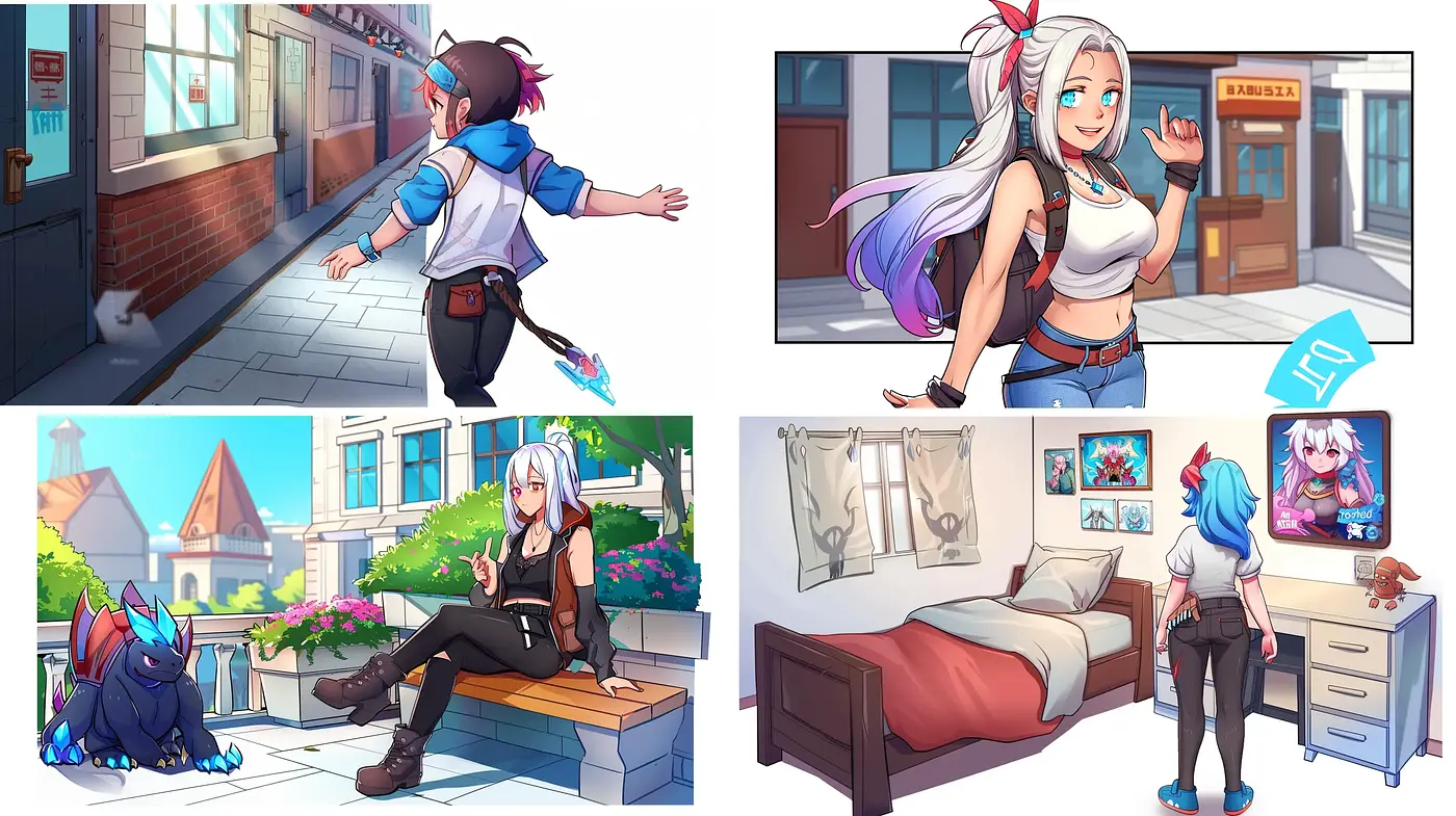 Consistent Anime-inspired Digital Illustrations with Vibrant Storytelling - Midjourney sref style