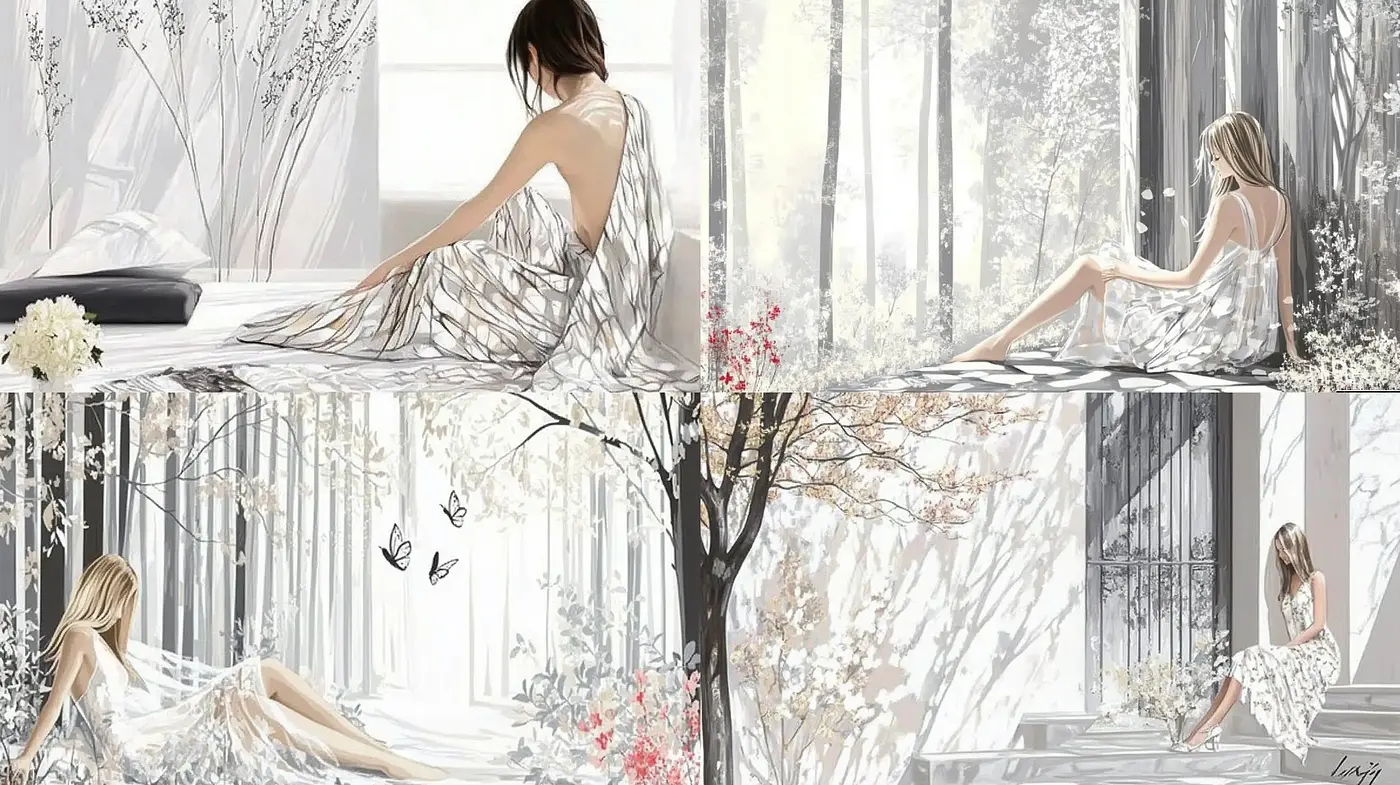 Ethereal Elegance in a Pastel Woodland - Midjourney sref style