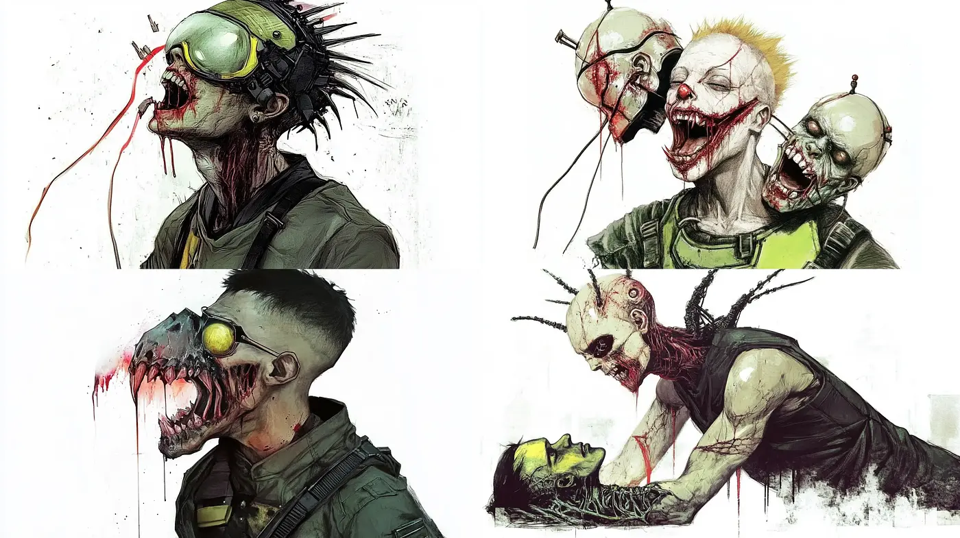 Gritty Post-Apocalyptic Visions with a Dark Comic Aesthetic - Midjourney sref style