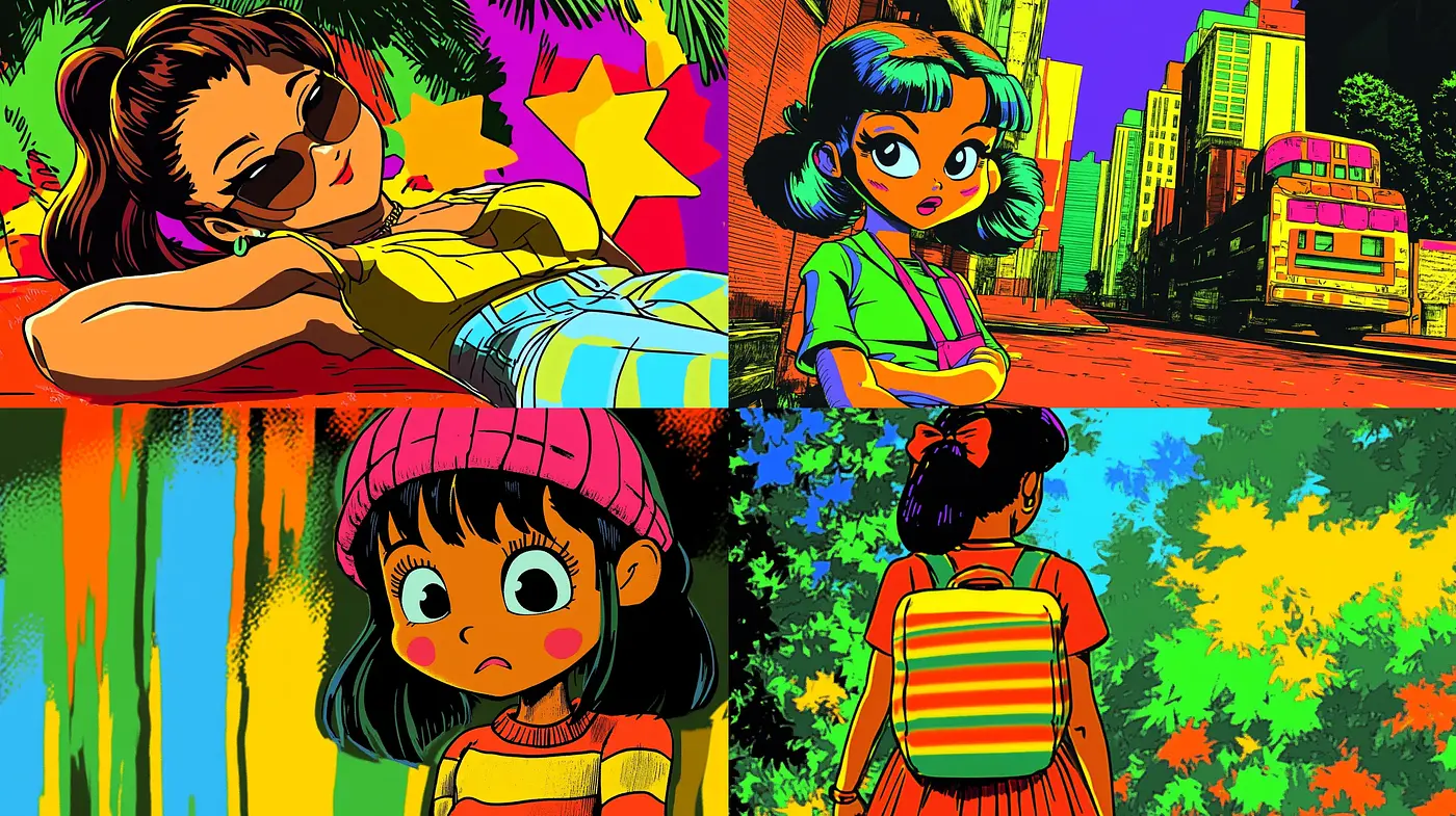 Eclectic Fusion of High Chroma Comic Book Artistry - Midjourney sref style