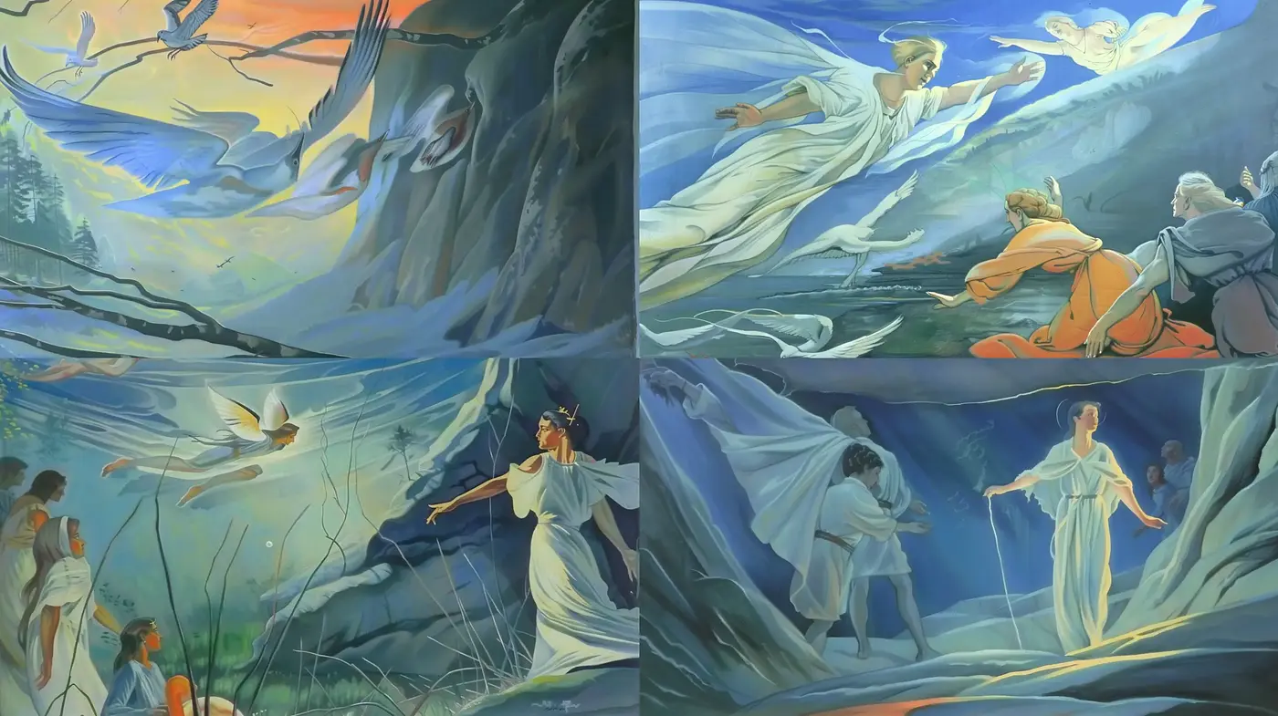 Ethereal Visions in a Mythical Pastel Dreamscape - Midjourney sref style