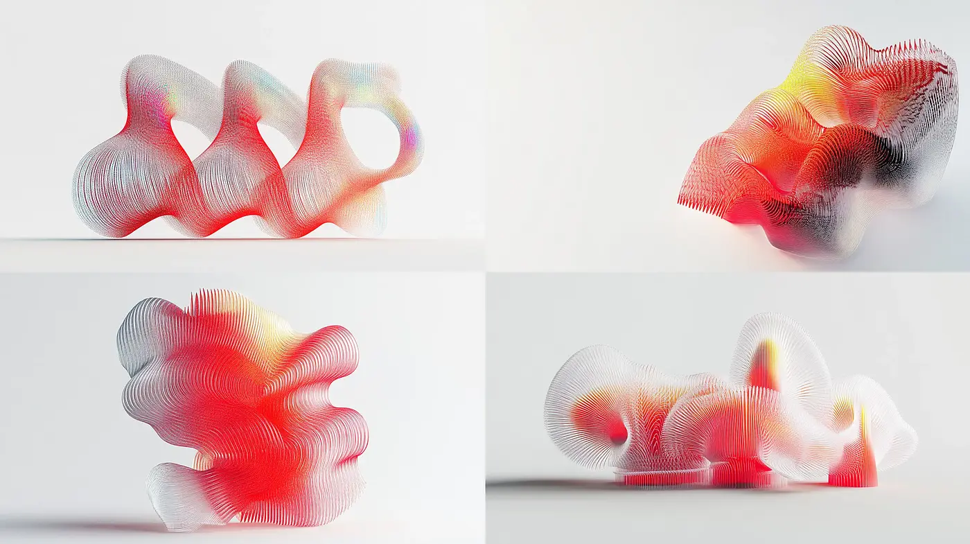 Ethereal Forms in Gradient Hues: A Study of Fluidity and Light - Midjourney sref style