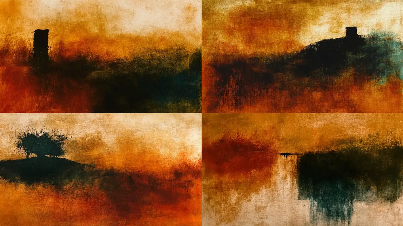 Ethereal Horizon: A Synthesis of Warm Tones and Abstract Landscapes - Midjourney sref style
