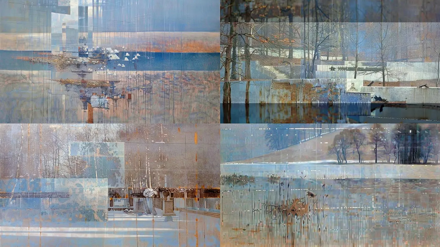 Winter Hues and Textured Reflections: An Exploration in Digital Impressionism - Midjourney sref style