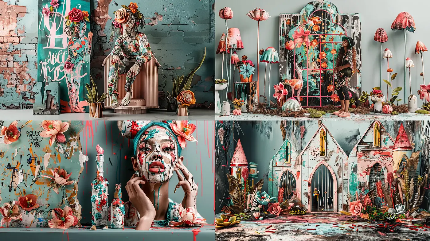 Floral Phantasmagoria in Surrealist Decay - Midjourney sref style