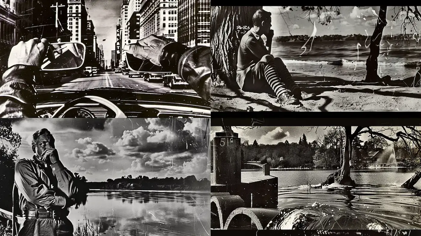 Dramatic Noir Aesthetic with Historical Undertones - Midjourney sref style