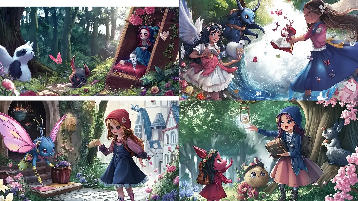 Enchanted Storybook Whimsy: A Fusion of Fairytale Charm and Lush Garden Hues - Midjourney sref style