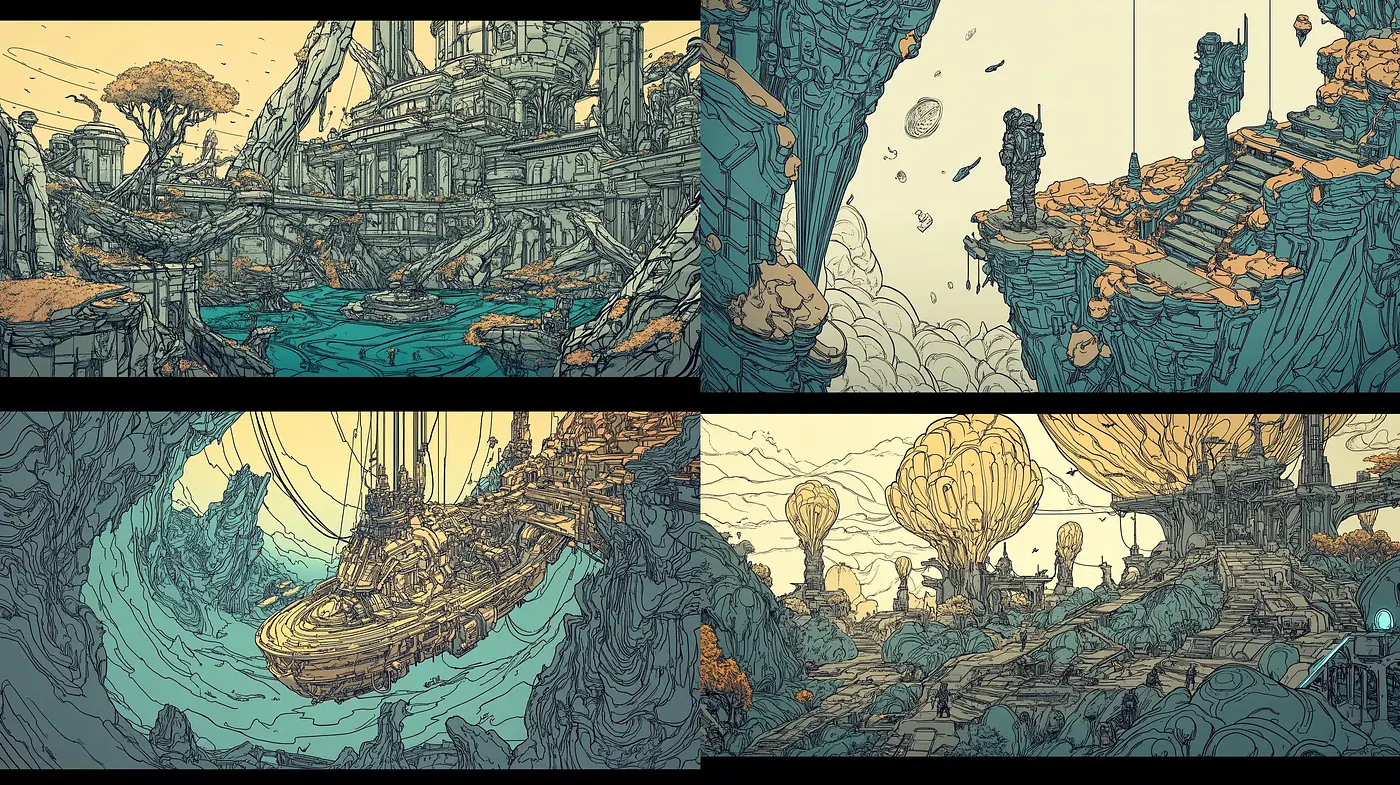 Surreal Serenity: An Exploration of Stylized Ruination and Ethereal Landscapes - Midjourney sref style