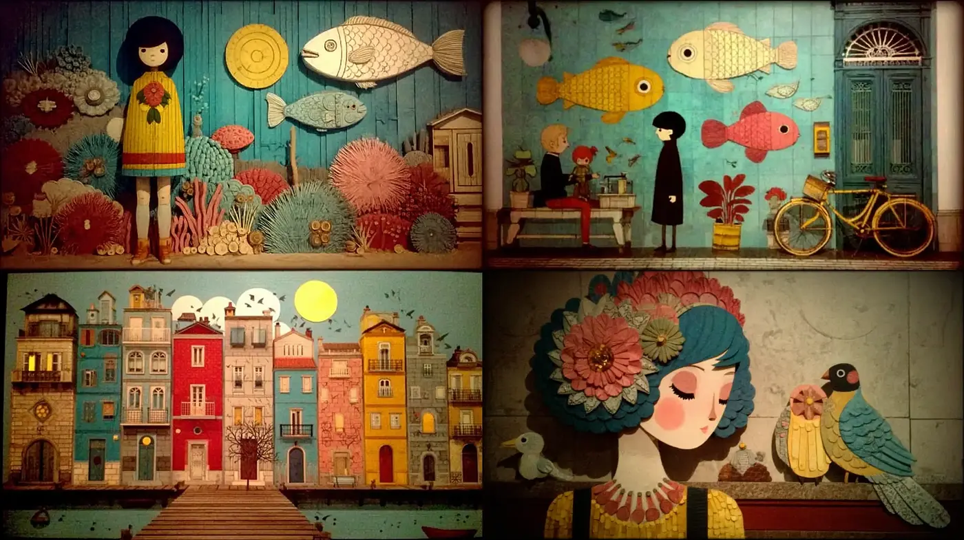 Whimsical and Colorful Illustrative Style with Playful Textures - Midjourney sref style