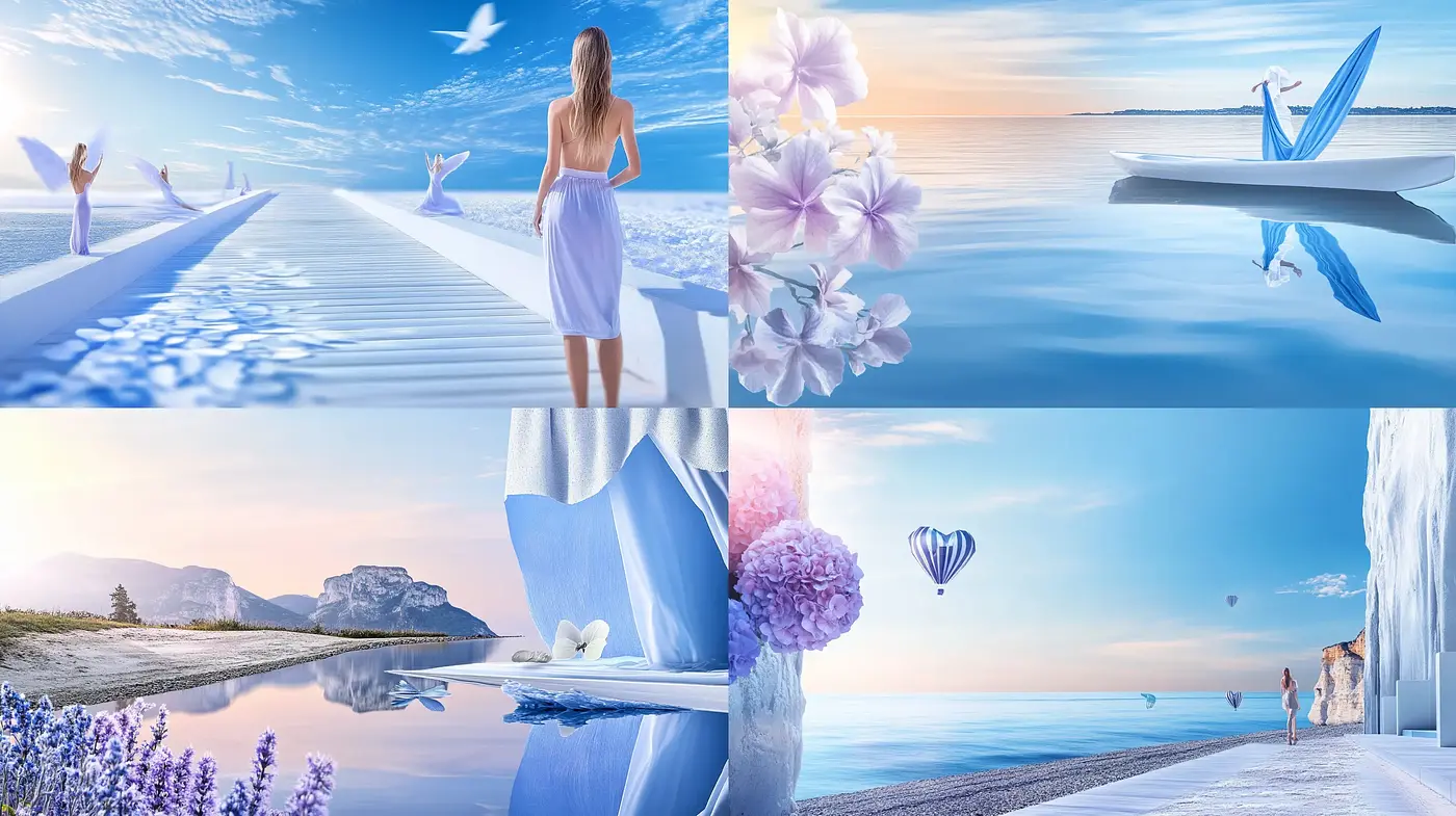 Serene Dreamscape Synergy: A Homogenized Vision of Tranquility and Elegance - Midjourney sref style