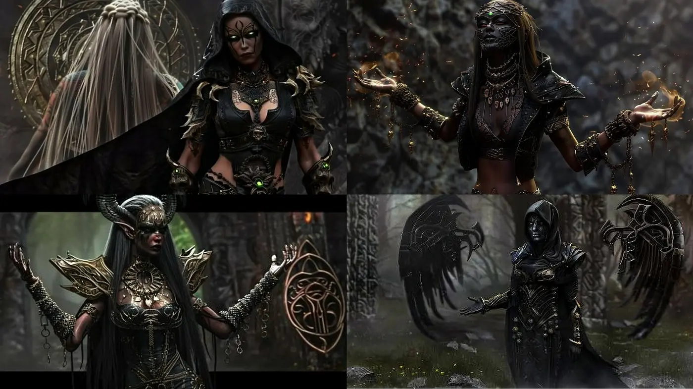 Ethereal Gothic Elegance: A Harmonized Palette of Mystique and Dark Grace - Midjourney sref style