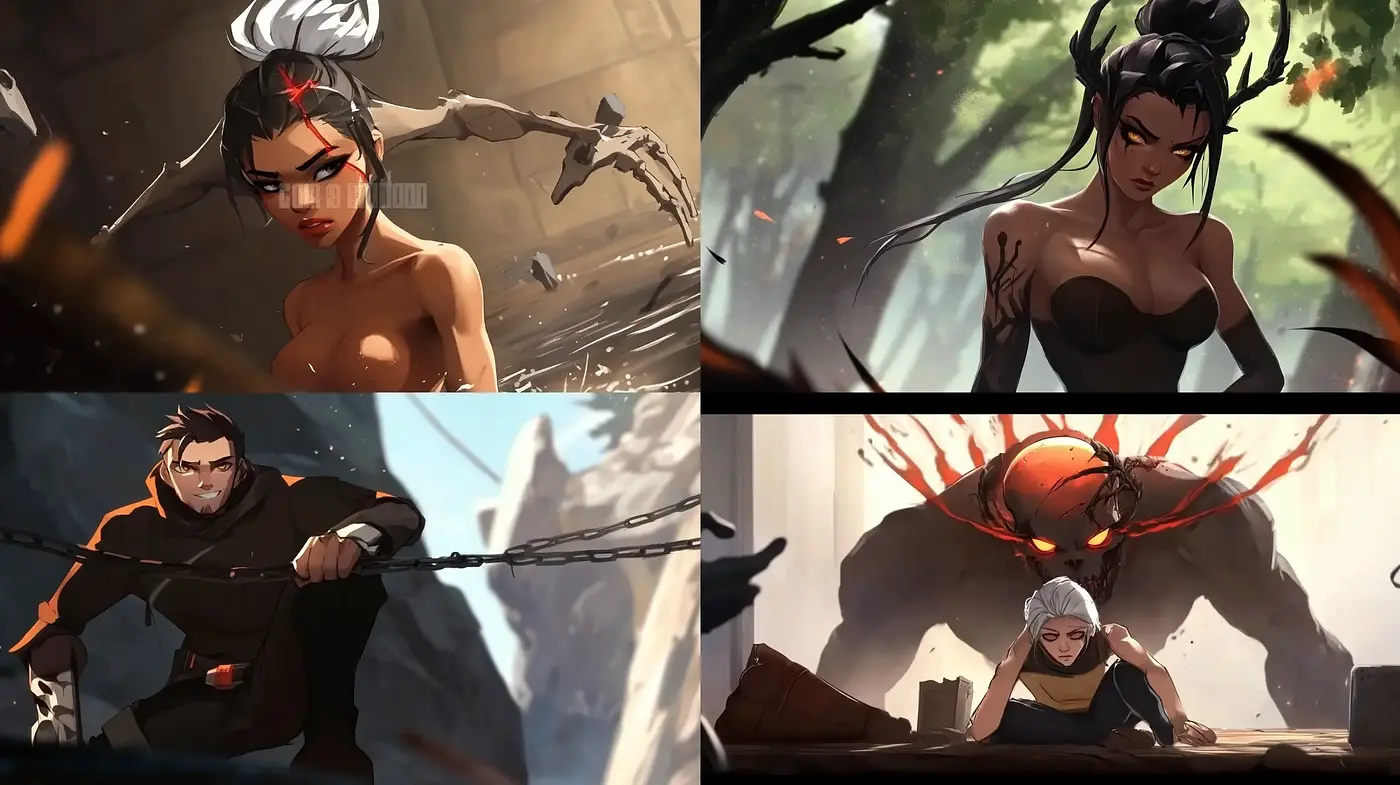 Dynamic Brushwork and Kinetic Character Portraiture - Midjourney sref style