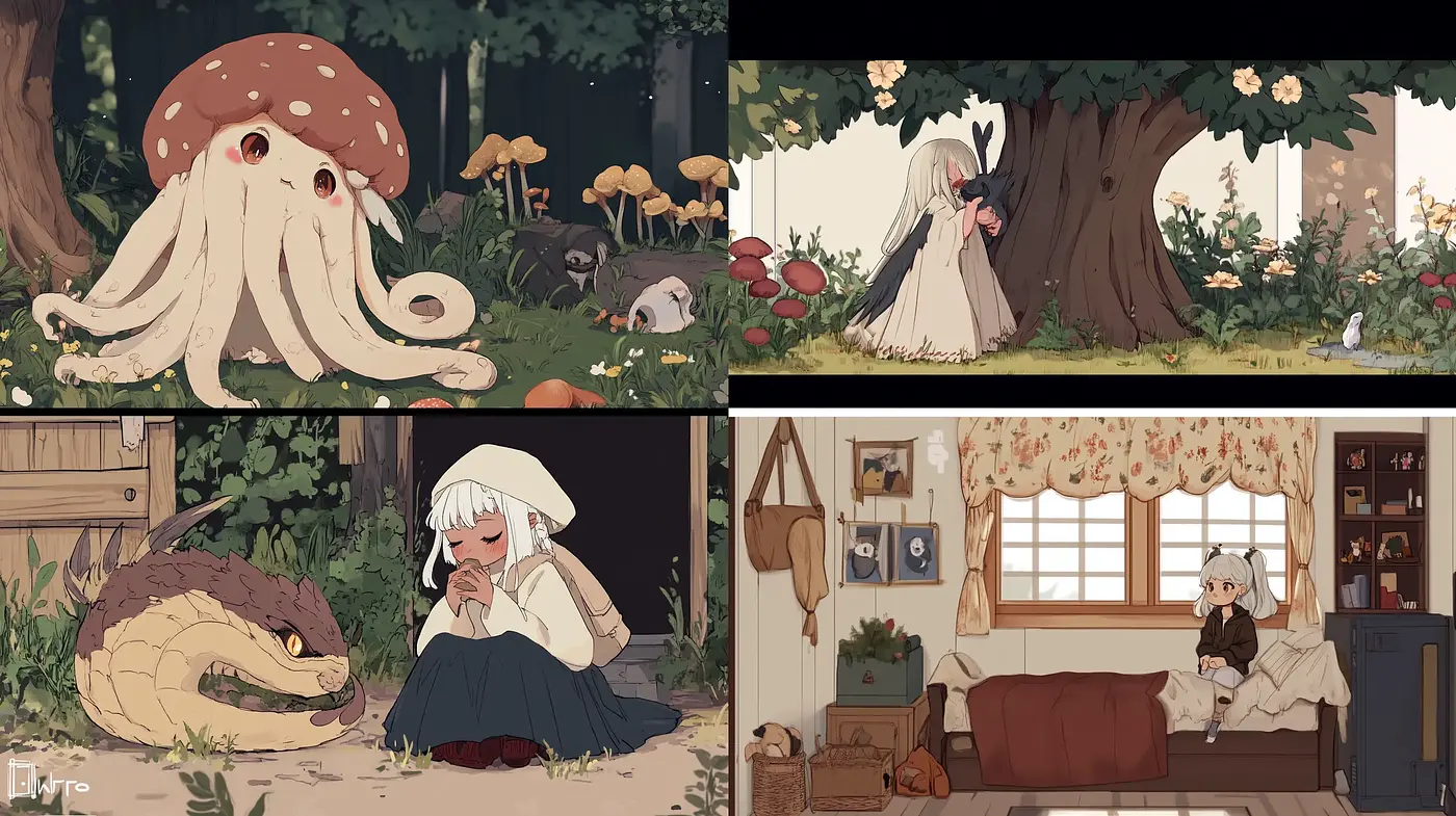 Enchanting Pastoral Serenity: A Harmonious Blend of Anime Inspirations with Nature - Midjourney sref style