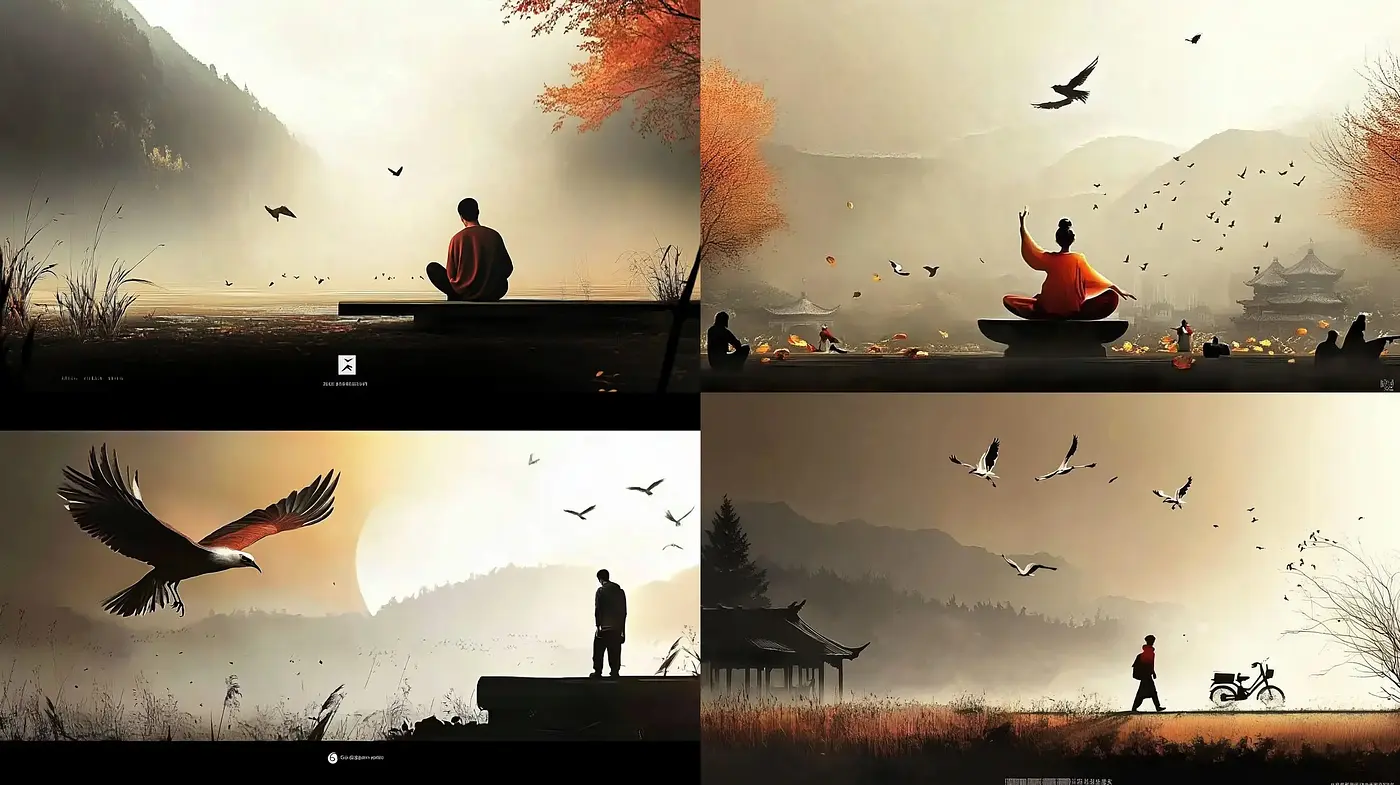 Serene Autumnal Sceneries with a Warm, Harmonious Glow - Midjourney sref style