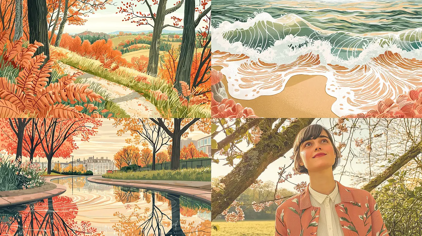 Whimsical Nostalgia in Muted Tones: A Consistent Artistic Style Across Varied Scenes - Midjourney sref style