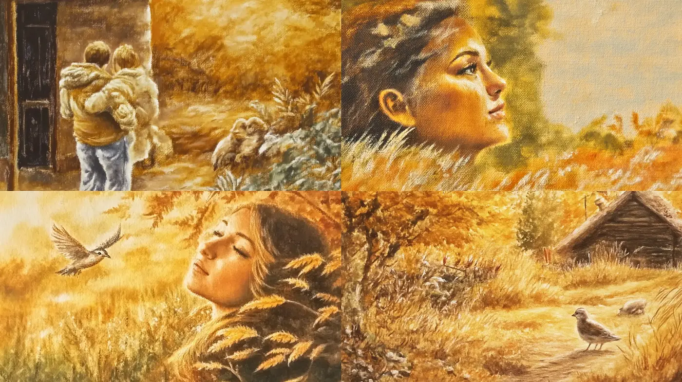 Autumnal Brushwork Harmony: A Homage to Nature's Warmth - Midjourney sref style