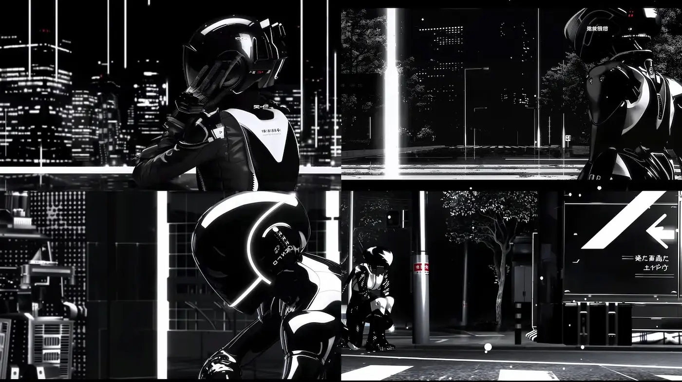 Futuristic Noir Visuals with a Technological Edge - Midjourney sref style