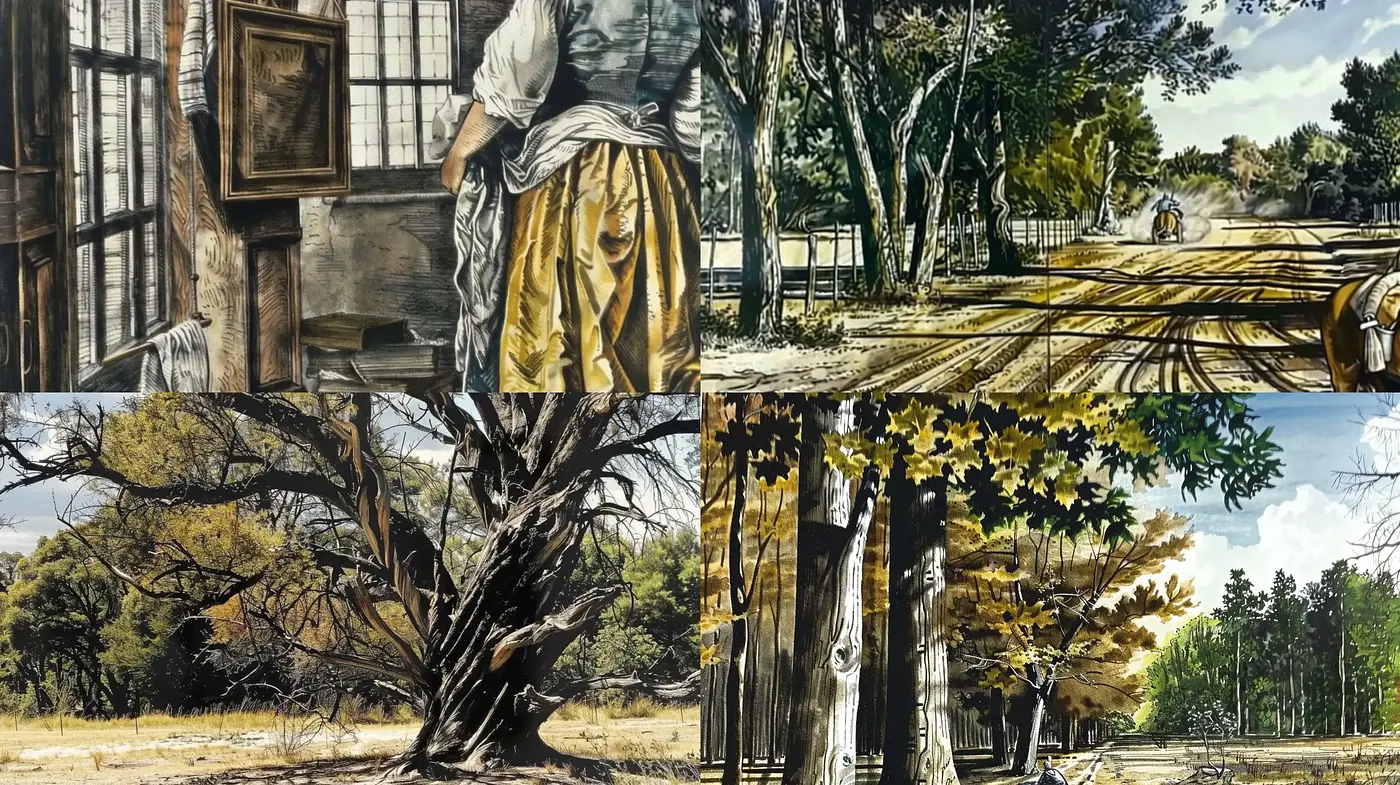 Rustic Pastoral Elegance in Earthy Hues - Midjourney sref style