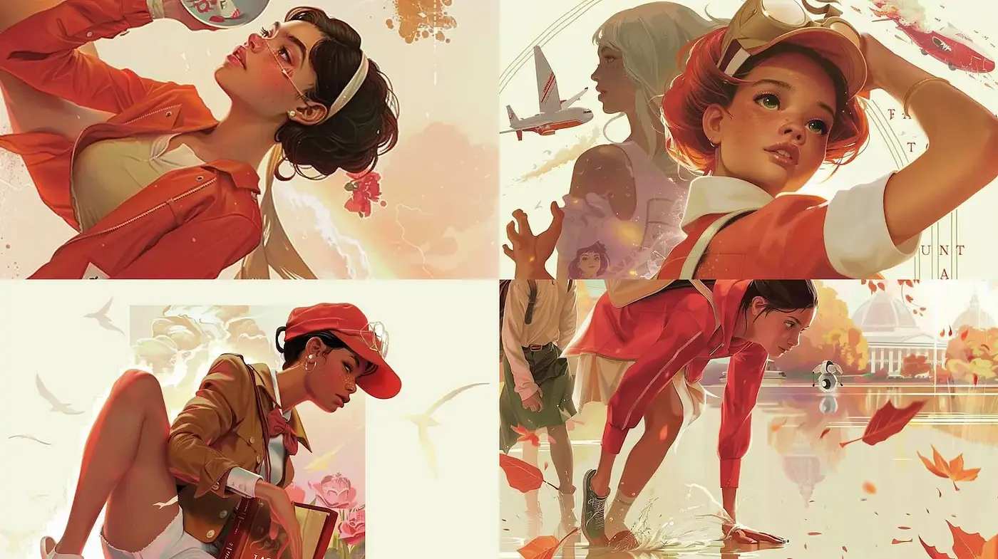 Stylized Illustrations with a Nostalgic and Whimsical Flair - Midjourney sref style