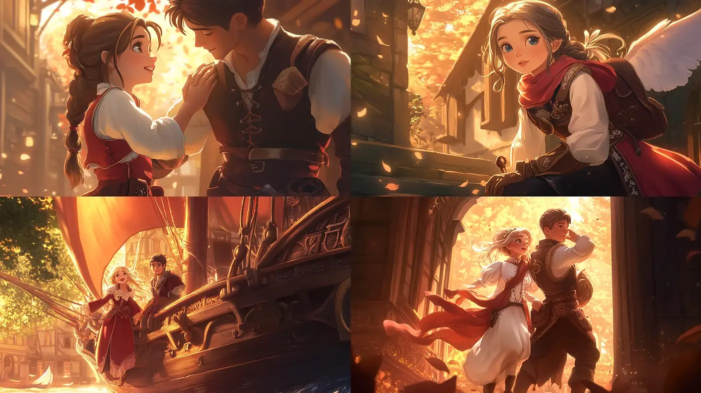 Golden Hour Renaissance in Storybook Illustrations - Midjourney sref style