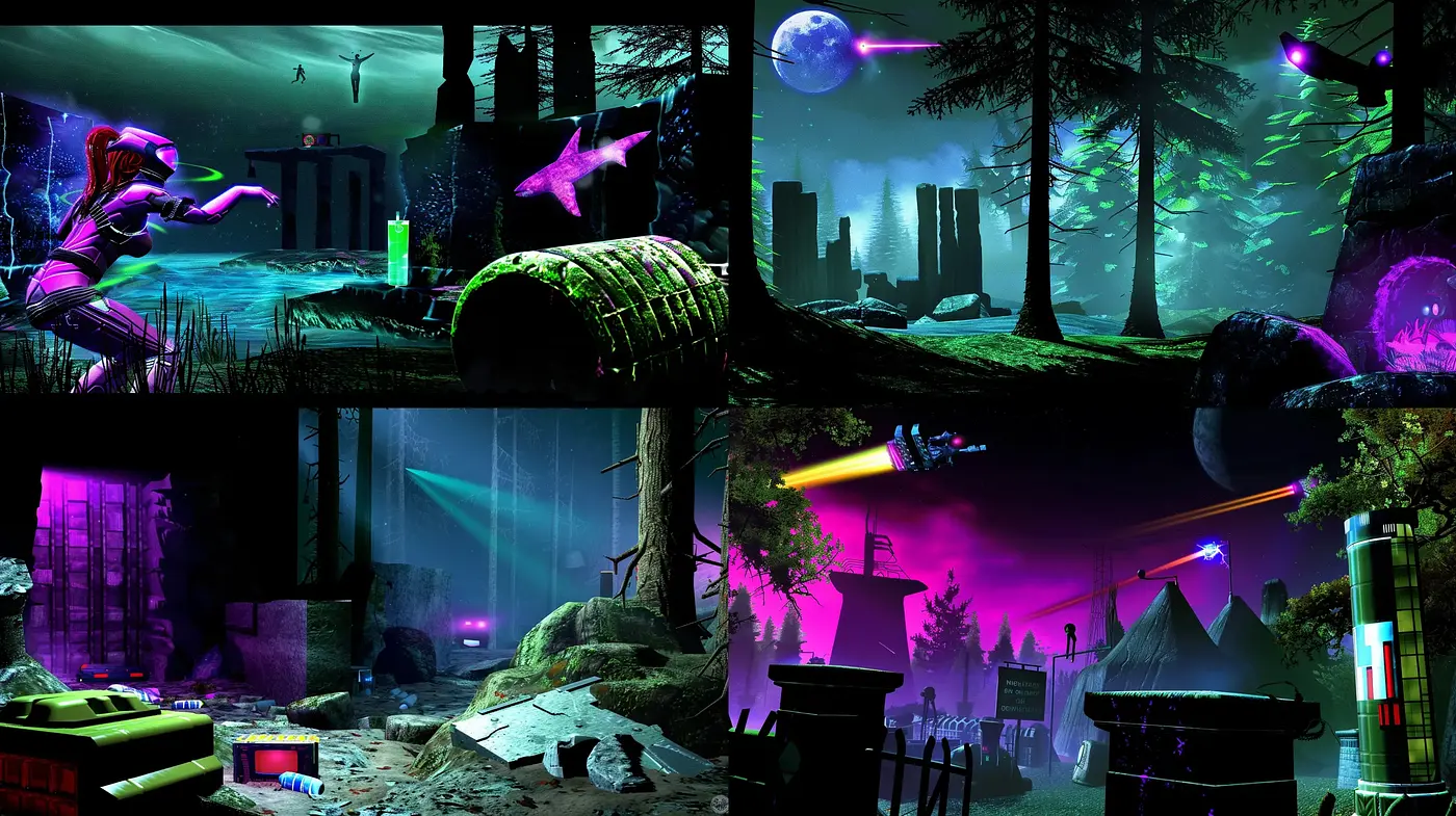 Neon-Noir Dreamscape: A Synesthetic Blend of Cyberpunk and Surrealism - Midjourney sref style