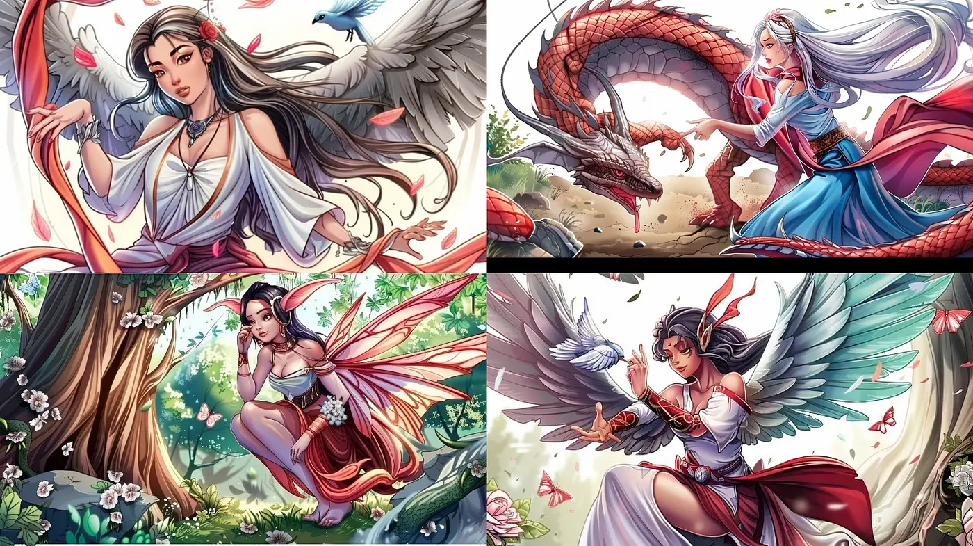 Enchanted Realms of Ethereal Fantasy: A Consistent Tapestry of Vivid Colors, Detailed Textures, and Whimsical Characters - Midjourney sref style