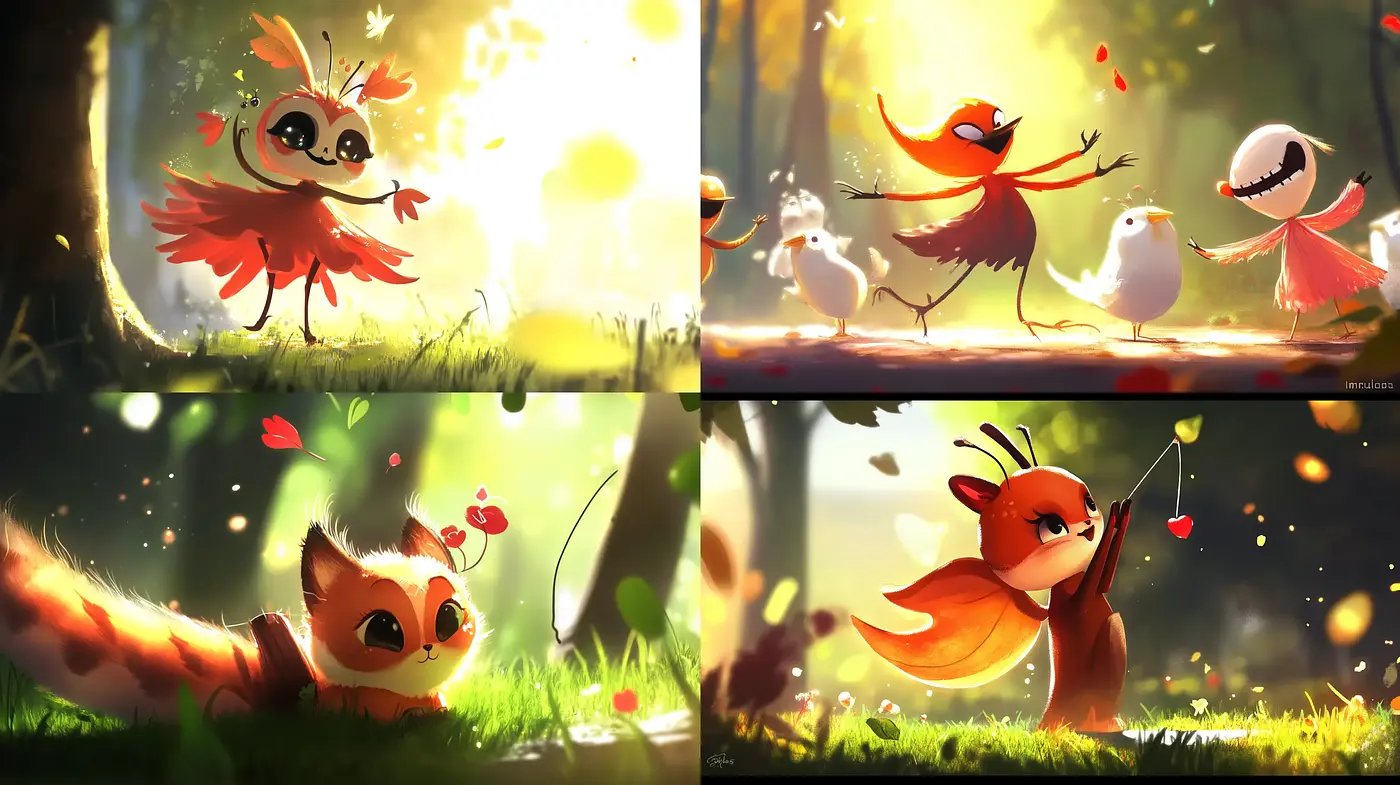 Enchanted Forest Whimsy: A Harmonious Blend of Warm Hues and Playful Light - Midjourney sref style