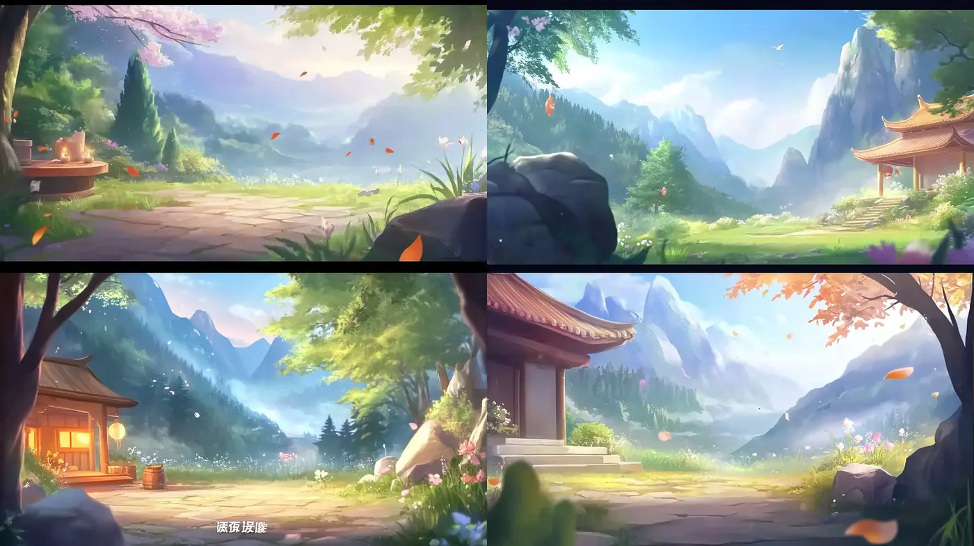 Serene Landscapes with Vivid Natural Beauty and Harmonious Atmosphere - Midjourney sref style