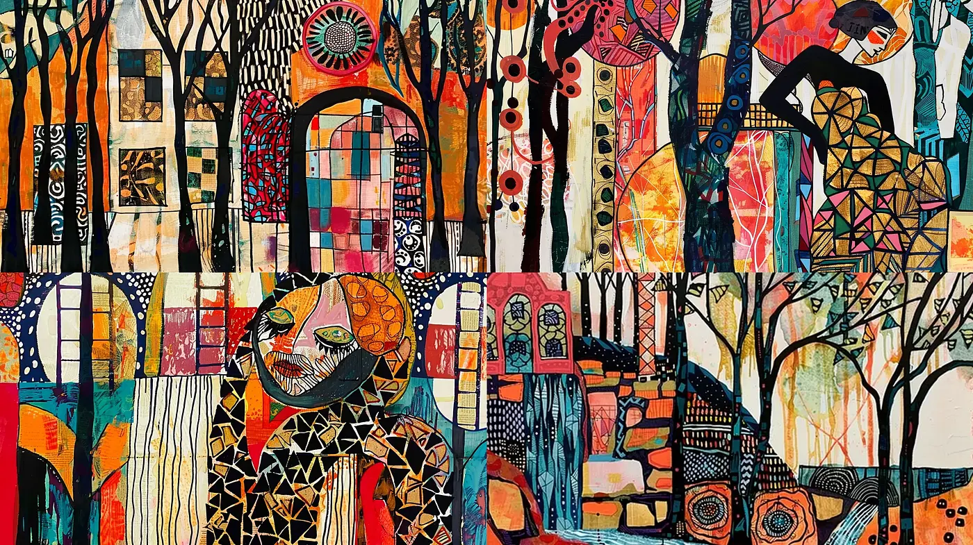 Eclectic Tapestry of Abstract and Figurative Fusion - Midjourney sref style