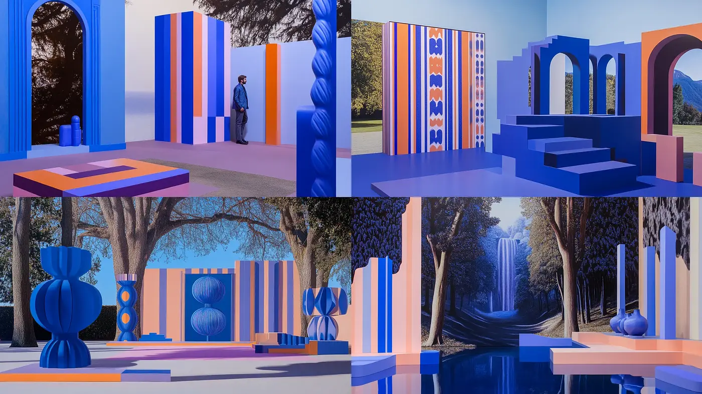 Surrealist Dreamscape in Ultramarine Harmony - Midjourney sref style