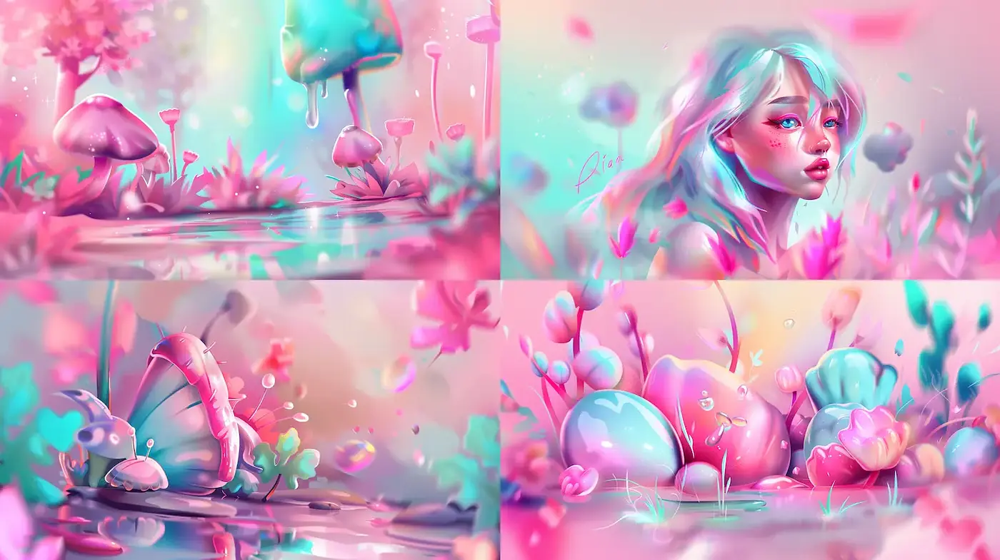 Whimsical Dreamscape with Ethereal Elements - Midjourney sref style