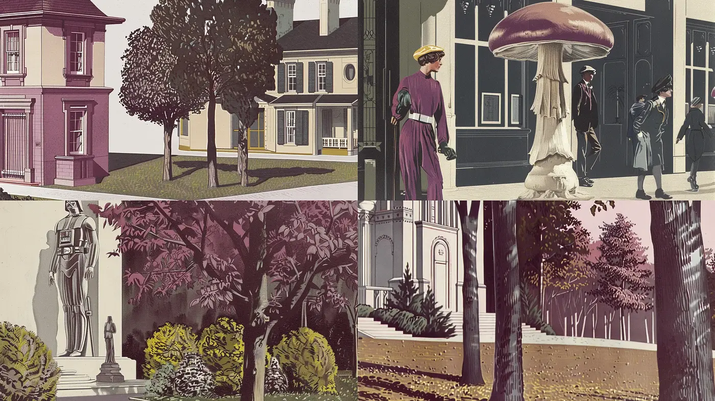 Stylized Retro Americana with a Pastel Twist - Midjourney sref style